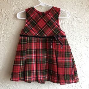 Oshkosh red and black pleated plaid jumper dress